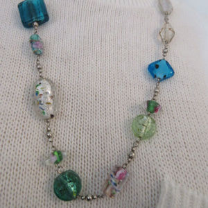 CROWN PD Glass Bead Chain Necklce